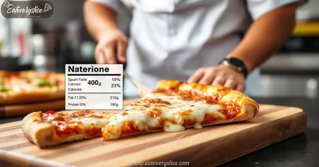 2 Eat Every Slice showcasing the melty cheese and crispy crust, with an elegant layout of nutrition facts around the slice Eat Every Slice showcasing the melty cheese and crispy crust, with an elegant layout of nutrition facts around the slice