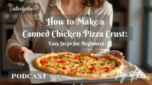 Golden, crispy canned chicken pizza crust topped with melted cheese and fresh ingredients, featured on the Eat Every Slice podcast.