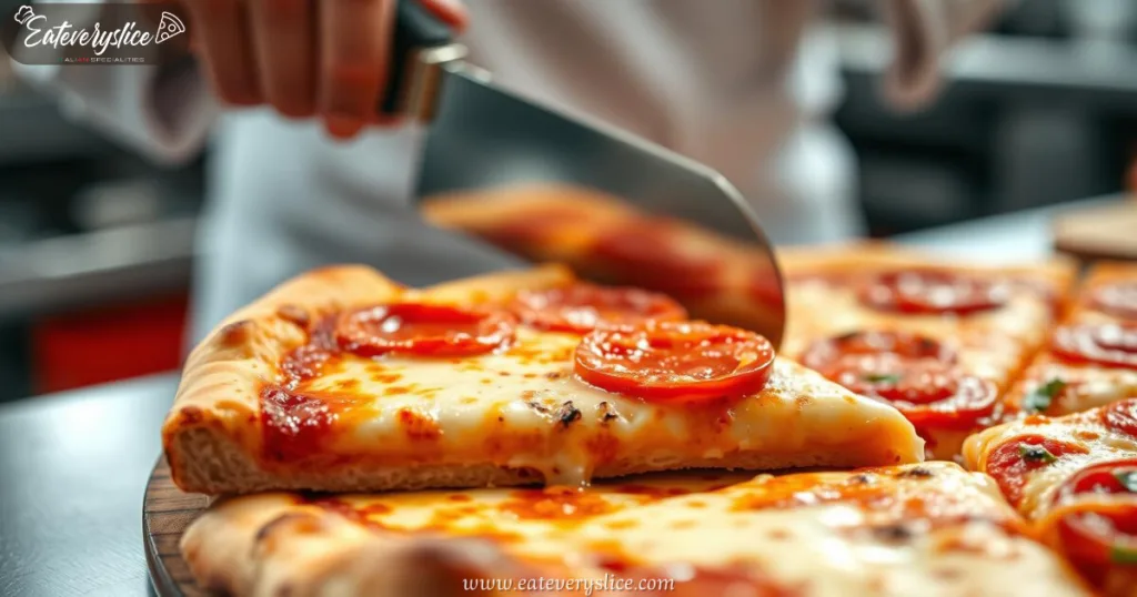 Freshly sliced Costco pizza showcasing generous portion size